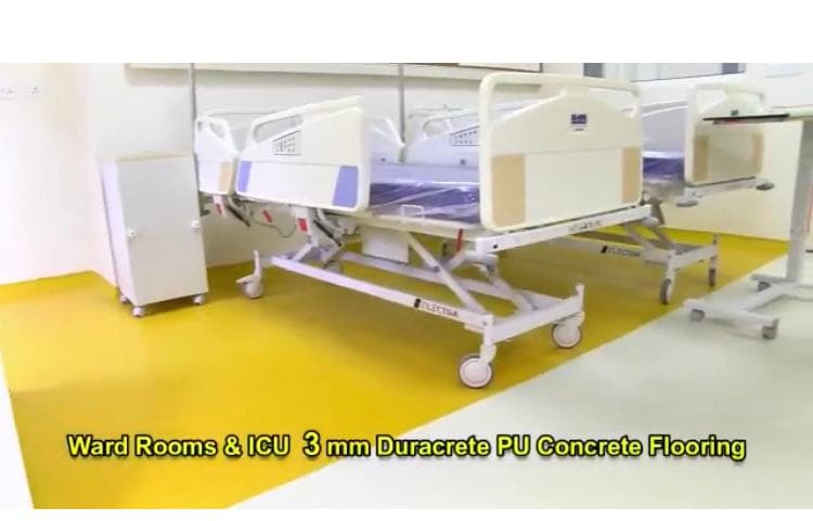 Ward rooms & ICU — 3 mm PU concrete