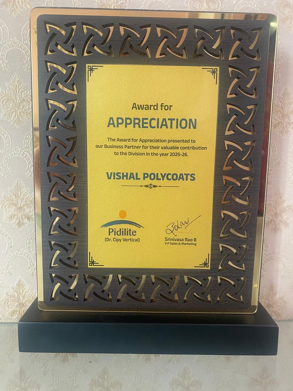 Pidilite award for appreciation