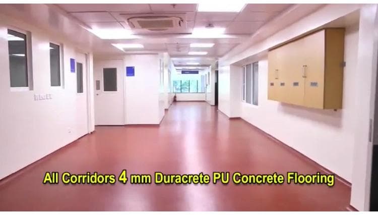 PU concrete flooring in hospital corridors
